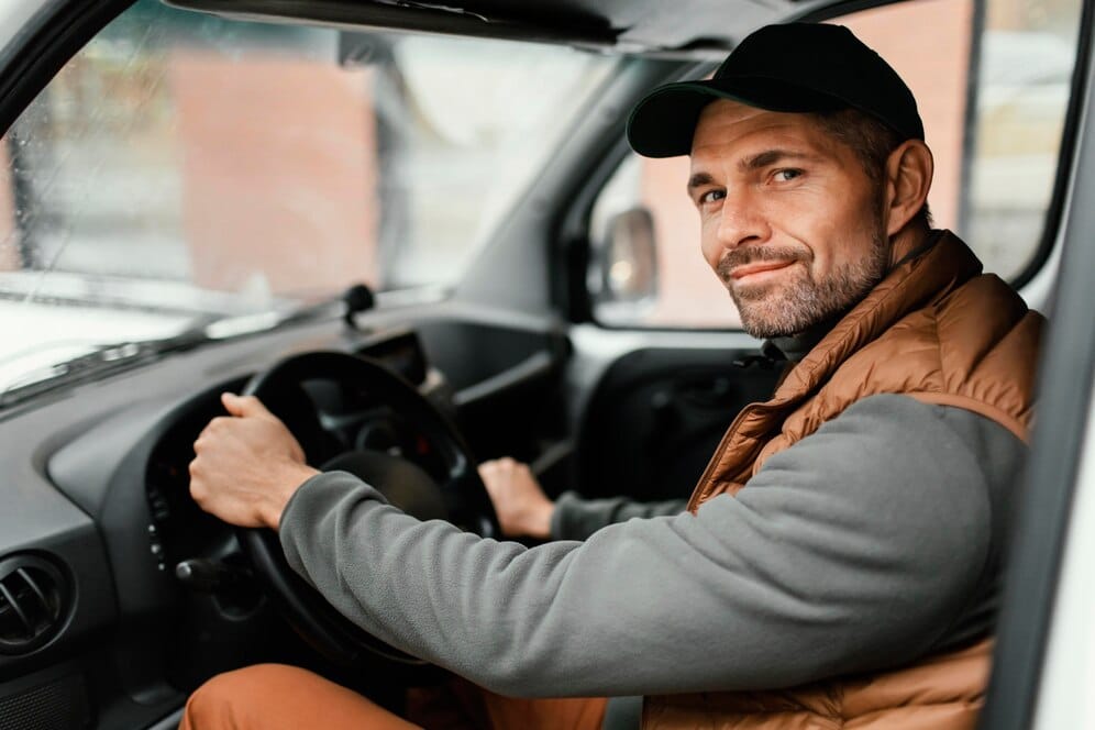 agent au volant de son véhicule de service